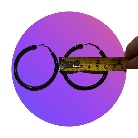 PROSTEEL BLACK HOOP EARRINGS - Picture 3 of 4